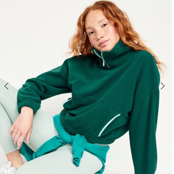NWT OLD NAVY Micro Fleece Cropped Pullover Color: Ocean Scene SIZE X-LARGE - Picture 3 of 6